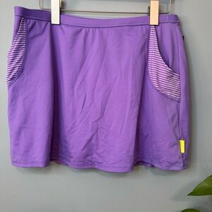 Pure Lime Purple Stripe Pocket Tennis Skort. NWT. Size 16/18 or XL